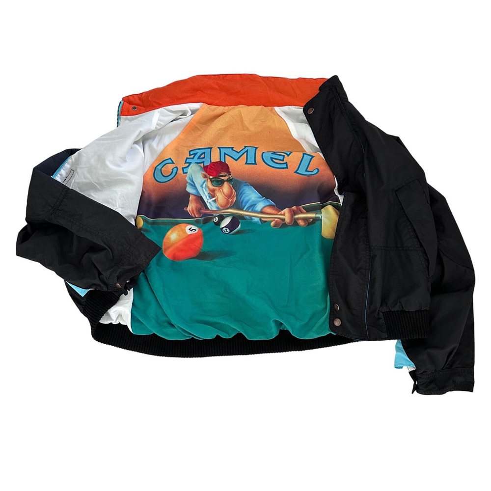 Camel Pool Billiards Graphic Reversible Bomber Jacket Men L Boxy Cropped Skater
